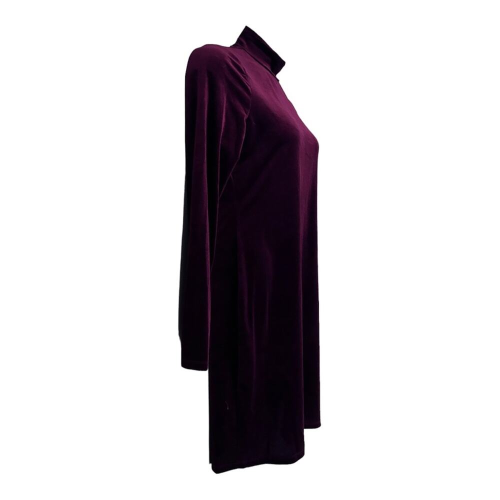 GB Red Velvet Stretch High Mock Neck Long Sleeve Holiday Cocktail Party Dress - Picture 5 of 16